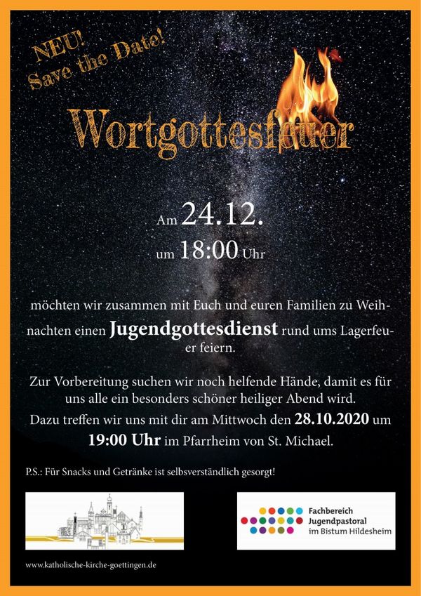 Plakat Wortgottesfeuer am 24.12.